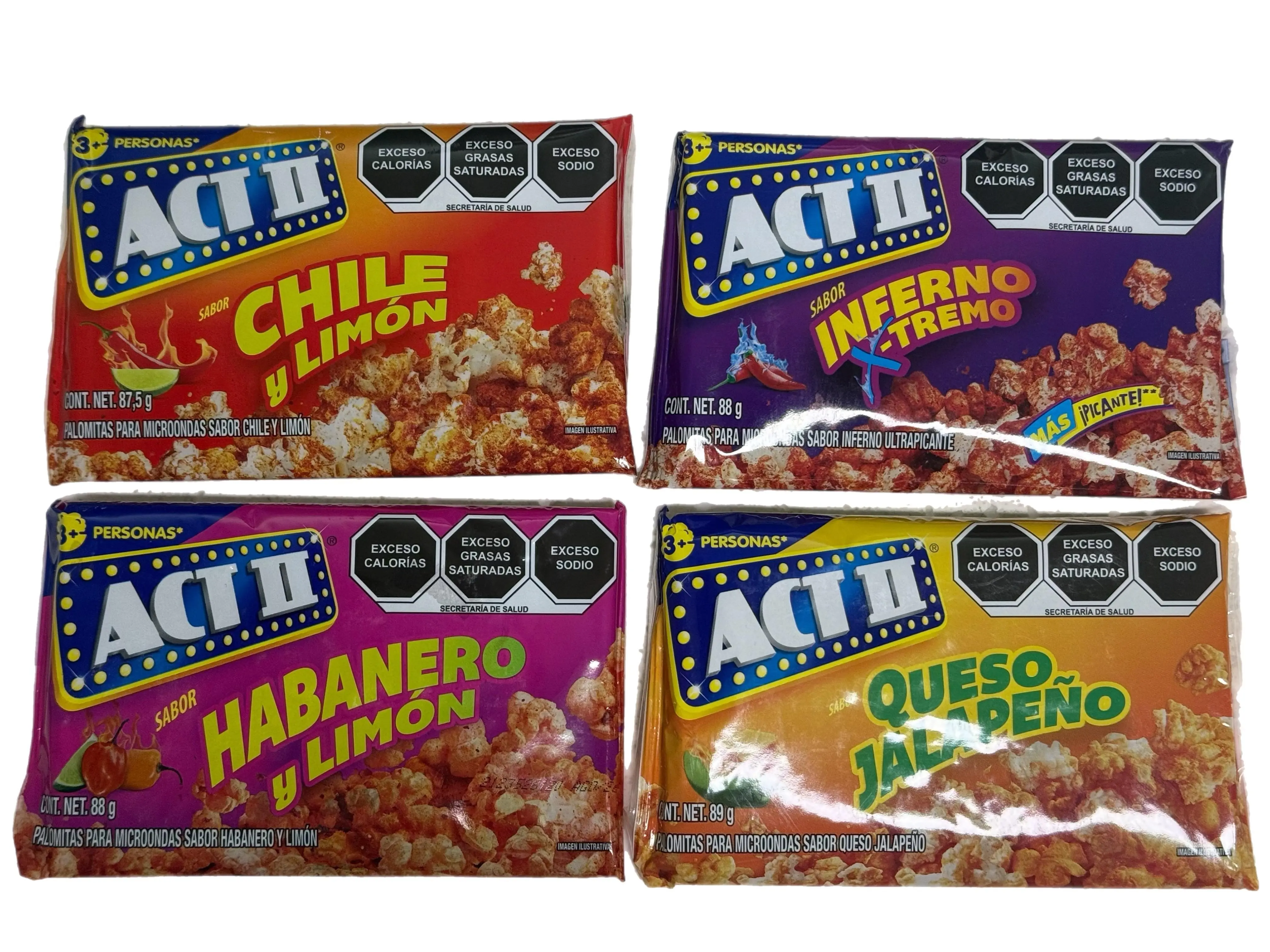 ACT II Mexican Microwave Popcorn – Pick Your Flavor – Chile y Limón, Habanero y Limón, Inferno X-Tremo & Queso Jalapeño