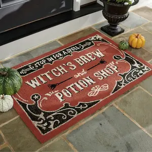 Halloween Witch Theme Rug, Thick Soft Plush Mat, Garden Festival Decor, Comfortable Entryway Carpet for Living Room Bedroom