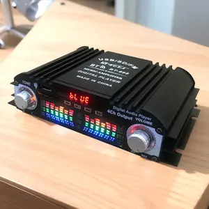 1600W Peak Power Digital 4 Channel Audio Amplifier FM Radio USB Bluetooth-Compatible 4 Channel Bluetooth-Compatible Sound Remote Control Digital HIFI Audio Stereo Power Amplifier