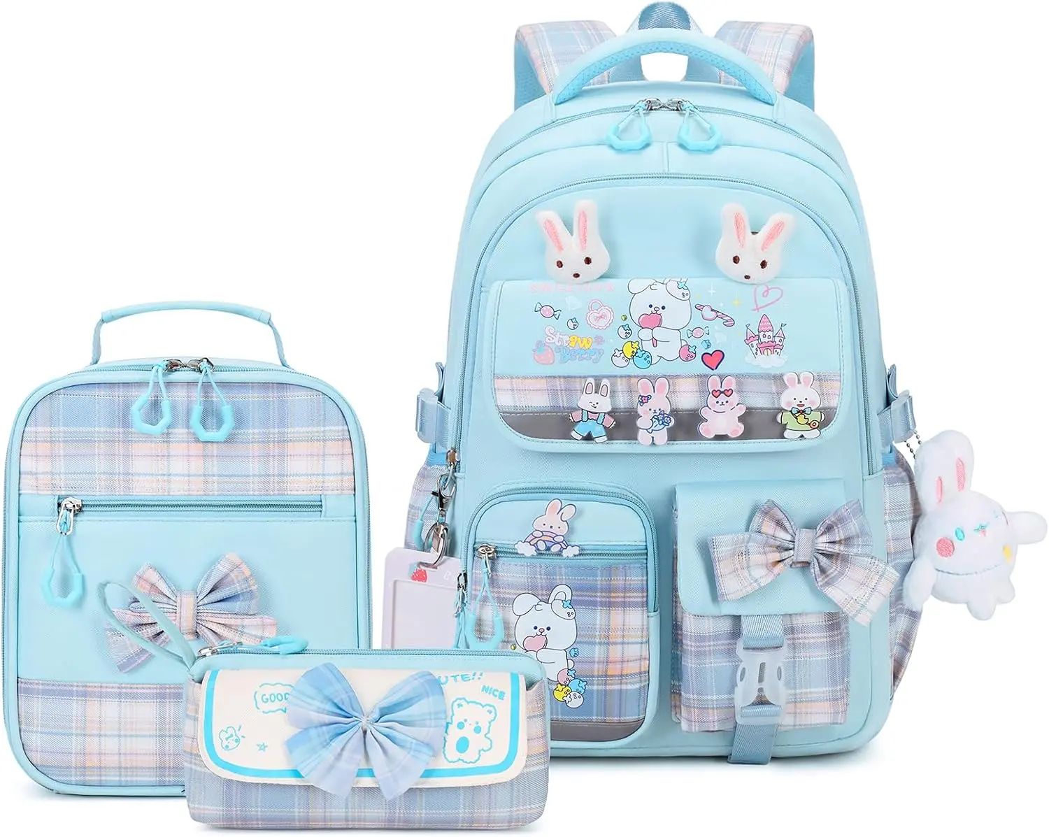 Girls Backpack 3 count School Backpack with Lunch Box Teen Girl Backpack Set Cute  School Bag Bookbag for Teen Girls