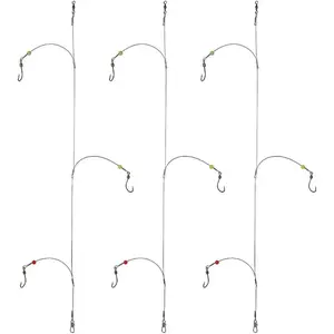 Fishing Hooks with Leader Rigging, Fishing Hook Line Stainless Steel Fishing Rigs Wire and Rig Hooks