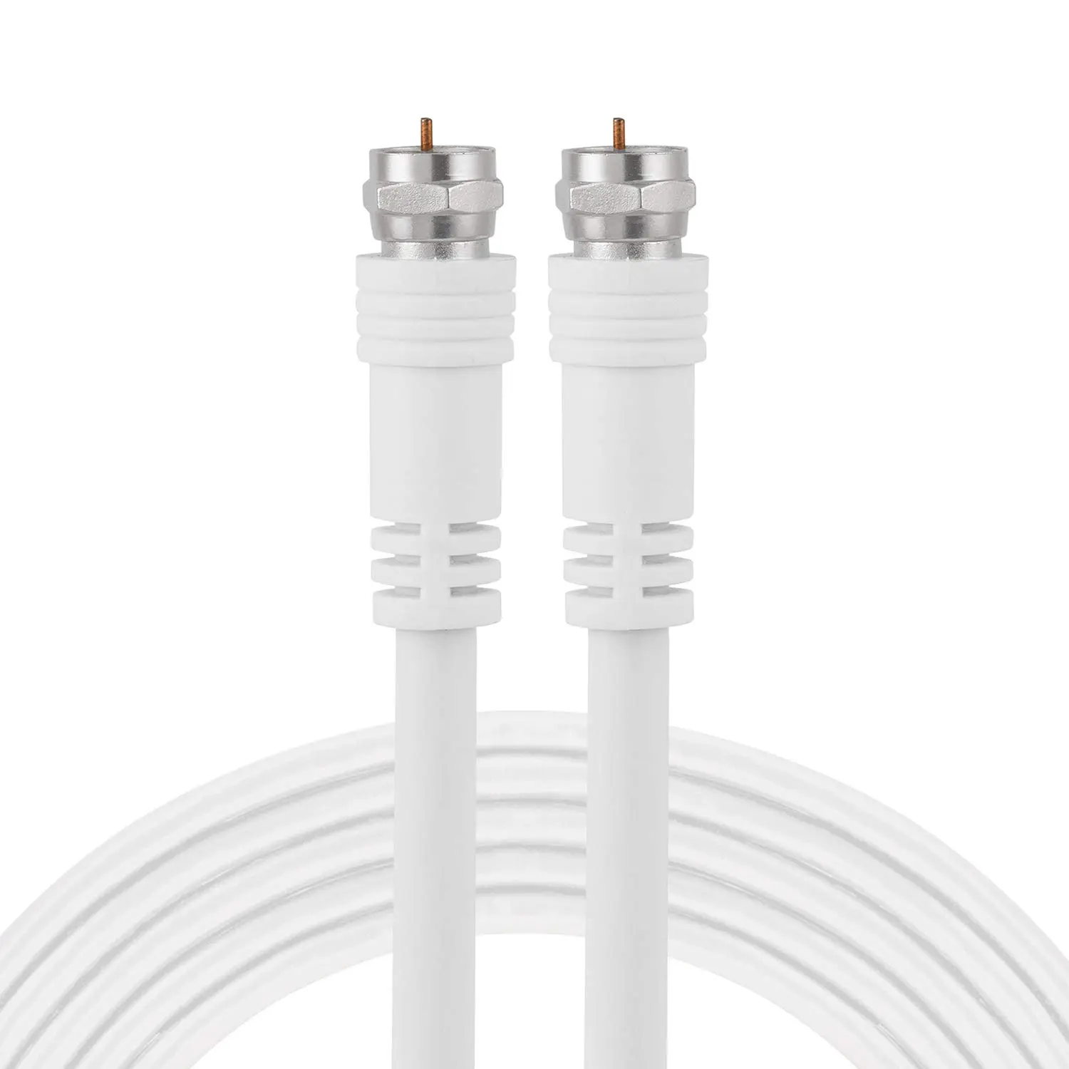 Coaxial Cable, 25 ft. F-Type Connectors, Double Shielded Coax, Input Output, Low Loss Coax, Ideal for TV Antenna, DVR, VCR, Satellite Receiver, Cable Box, Home Theater, White, 33604