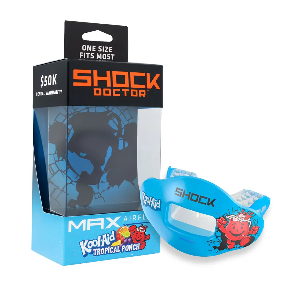 Shock Doctor Kool-Aid Max AirFlow Football Mouthguard - Full Mouth Protection Compatible with Braces, Lip Guard, Instant Fit Mouthguard for Football