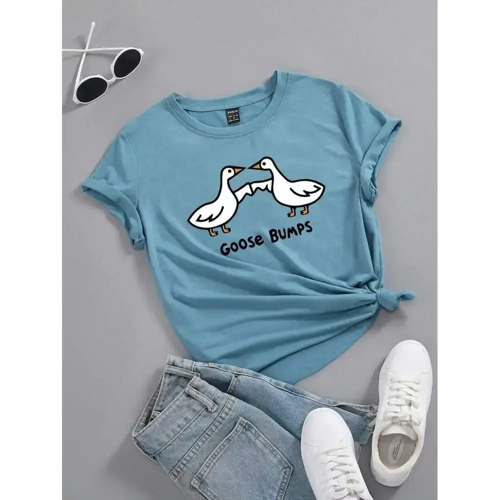 Women's SHEIN Unity Cartoon Letter Print Crew Neck Graphic T-Shirt - Versatile for Day Wear, Pairable with Jackets, Cardigans, Loungewear, Nightwear