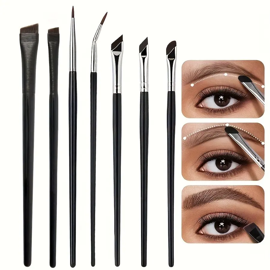 7-Piece Precision Makeup Brush Set, Cosmetic Brush Set, Eyeliner and Brow Brushes, Ultra-Thin Brow Brush and Lower Lid Brush, Perfect Gift for Friends and Family