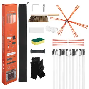 Chimney Sweep Kit With 33 Ft Extendable Length And 90 Degree Bendable Fireplace Cleaning Tool, Replacement Bristle Heads And Included Goggles, Comprehensive Chimney Cleaning Kit For Square Or Rectangle Chimneys, Home Maintenance