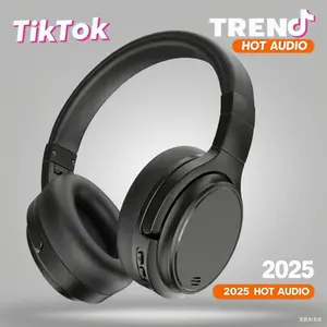 TikTok Trend 2025 Hot Audio ANC Headphones V5.4 Wireless Over-Ear with Active Noise Cancellation 80 Hours Playtime IPX4 Waterproof Hi-Res Audio Deep Bass Foam Ear Cups USB-C Charging