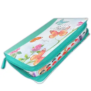 Santa Biblia Floral Butterfly Design with Zipper Closure 12 Points RV1960 Edition Soft Cover Bible for Women