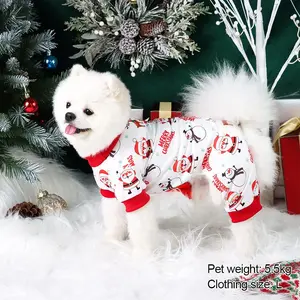 Cute Pet Jumpsuit, Soft Santa Claus and Elk Dog Clothes, Husky Clothes with Merry Christmas Letters, Warm Pajamas Costumes for Dogs & Cats