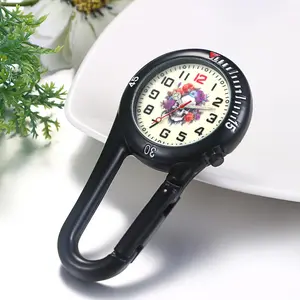 OIDEA Skull Carabiner Clip-on Watch – Luminous Glow Dial Quartz Analog Fob Watch Comes with Gift Box Unisex