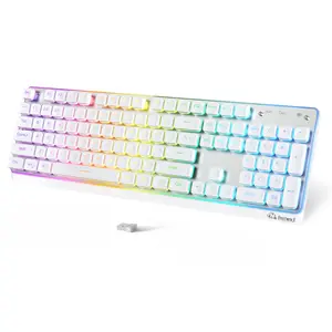 Free wolf M104 Wireless Gaming Keyboard with Numeric Keypad, New  keyboard Tri-Mode(2.4Ghz/Wired/Bluetooth) Membrane Full Size Mechanical Feel Metal Panel RGB 4000MAH Rechargeable Quiet Waterproof for PC/MAC/Win Gamer-Black