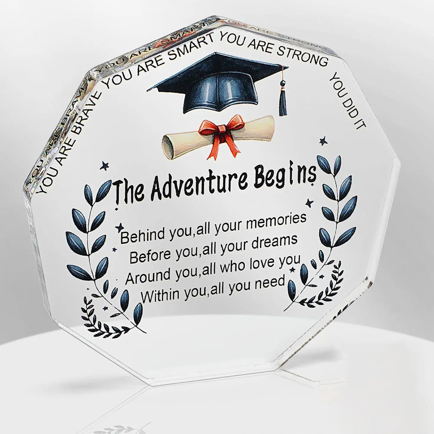 Graduation Gifts for Her/Him, Inspirational Acrylic heart Decorative Plaque Keepsake Desk Sign Novelty Decor for Son/Daughter - Class of 2025 High School/College/Masters Grad Gift Idea