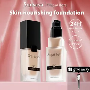 Squsaya Matte Foundation Makeup With Vitamin C For Dry + Oily Combination Skin Types Super Stay Up to 24HR With Free Makeup Brushes