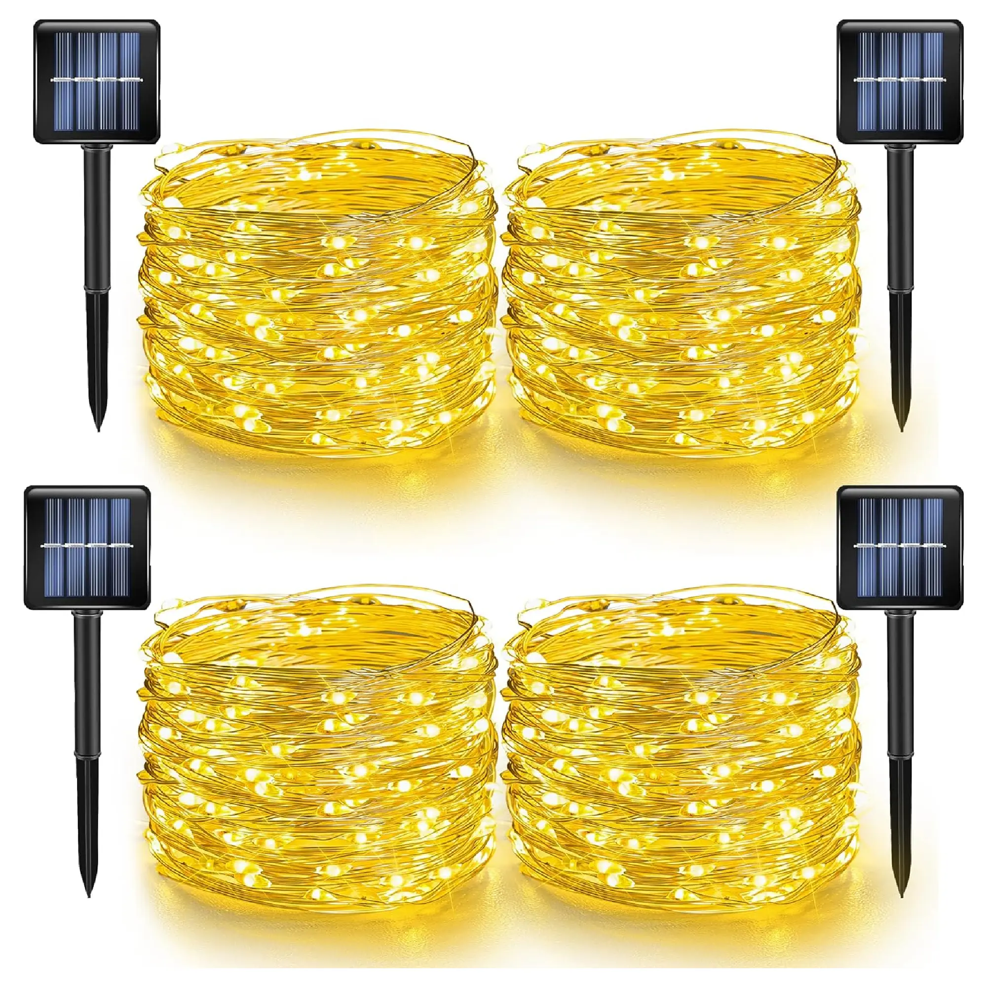 4 Pack Solar Twinkle Light Outdoor, Total 160FT 480LED Solar Powered Waterproof Fairy Lights 8 Modes, Silver Wire Lights for Christmas Patio Party Tree Yard Decoration (Warm White)
