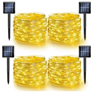 4 Pack Solar String Lights Outdoor, Total 160FT 480LED Solar Powered Waterproof Valentine's Fairy Lights 8 Modes, Silver Wire Lights for Christmas Patio Party Tree Yard Decoration (Warm White)