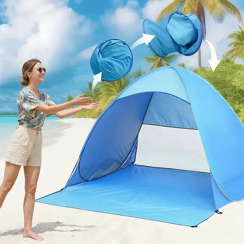 Portable Beach Shade Canopy Instant Pop Up Tent – Quick Setup Sun Shelter with Carry Bag, Breathable Lightweight Outdoor Tent for Beach, Fishing, Camping & Family Use