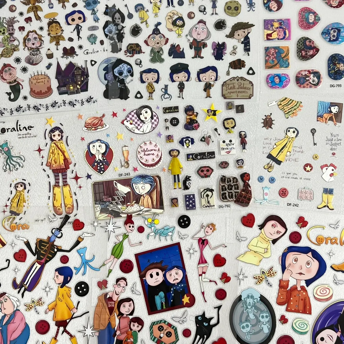 10Pack Blue-Haired Girl & Friends Stickers Set, Spooky Cute Cartoon Character Vinyl Stickers for Water Bottles, Laptops, Journals, Scrapbooks & Halloween Gifts