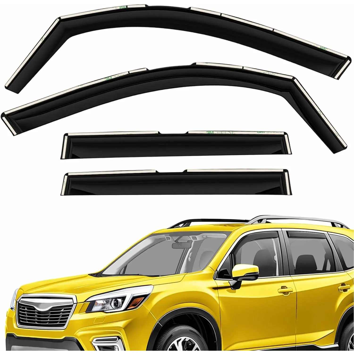 Aeroguys Car Side Window Deflectors & Visors - 4pcs AG0439 Extra Durable Polycarbonate In-Channel, Water Resistant Rain Guards, Sun Protection, Scratch-Resistant Wind Vents, Full Size Exterior Car Accessories for Subaru Forester 2019-2024, Vehicle Specifi