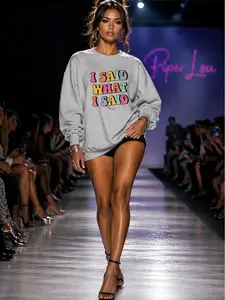 I Said What I Said Graphic Crewneck Sweatshirt - 50% Cotton 50% Polyester Pre-Shrunk Classic Fit Air-Jet Spun Yarn Soft Feel