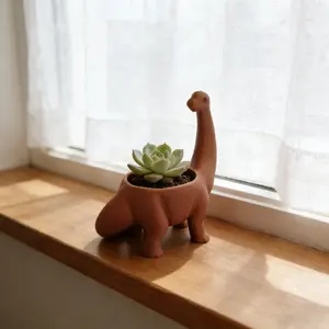 Dinosaur Shaped Plastic Flower Pot with Drainage Hole, Multifunctional Planter for Succulents & Cacti, Ideal for Indoor Outdoor Use