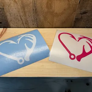 Vinyl Decal Fish Hook & Antler Design for Fishing Enthusiasts and Outdoor Decor