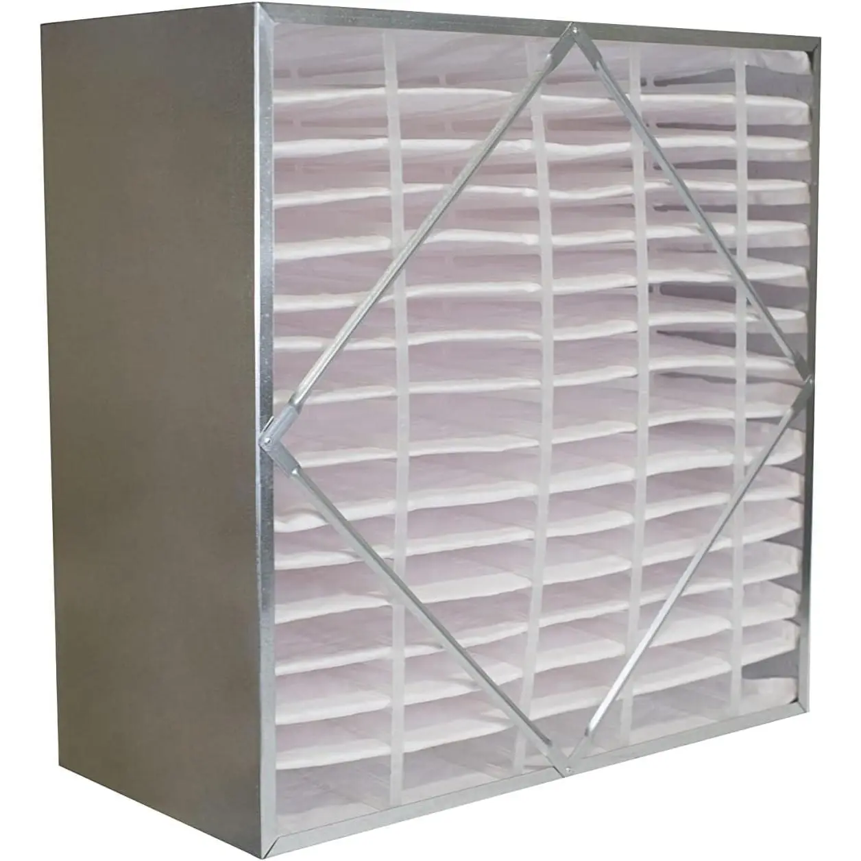 Filterbuy 20x20x12 Air Filter MERV 13 Optimal Defense No Header (1-Pack), Rigid Cell Box Filters HVAC (Actual Size: 19.38 x 19.38 x 11.38 Inches), Galvanized Steel, Hvac System, Wire Mesh