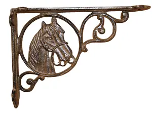 Decorative Horse Shelf Brackets Western Decor Cast Iron Scroll Design for Rustic Home Decor