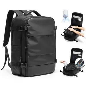KIBACHEV Vacuum Travel Backpack with Pump for Men Women 18x14x8 inches Flight Approved Waterproof Compression Bag Casual Daypack Black