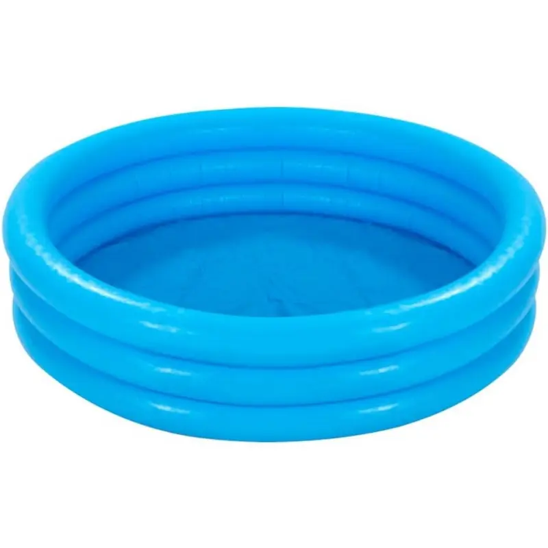 Round Crystal Blue Inflatable Kiddie Pool (58426EP) - 58in x 13in, Classic Ring 3-Ring Structure, Thick PVC Material, Easy Inflate & Deflate, for Ages 2+, Backyard Playdate Use