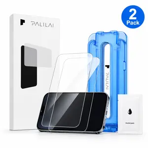 PALILAI Screen Protector 2 Pack for iPhone – HD Clear & Privacy Protection, Fingerprint Resistant, Dust-Free, Bubble-Free Installation with Easy Alignment Kit