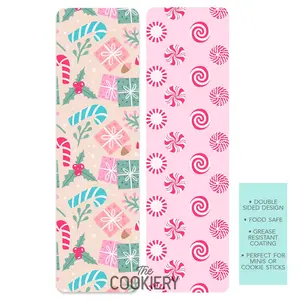 PINK CHRISTMAS GREASE-RESISTANT FOOD SAFE COOKIE CARD BACKERS