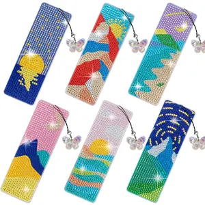 6-piece Diamond Painting Art Bookmark Kit with Butterfly Pendant Diamond Painting Bookmark, Suitable for Book Enthusiasts, DIY Bookmark Making Kit, Suitable for Adult Beginners Craft Gifts