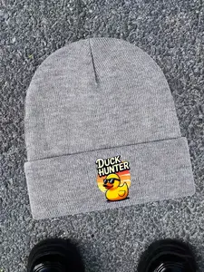 Unisex Duck Hunter Print Beanie, Fall & Winter Knit Hat, Windproof Warm, Large Elasticity, Outdoor Sports Casual Cap