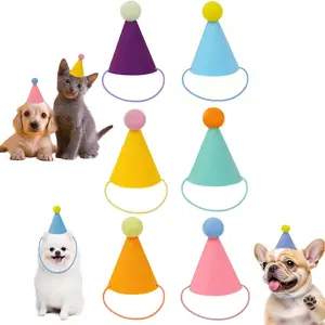 6 Animal Party Hats Set, Dog Puppy Birthday Cone Hat, Ideal for Cats and Dogs, Durable Sewn Edge Craftsmanship, Perfect Party Decoration