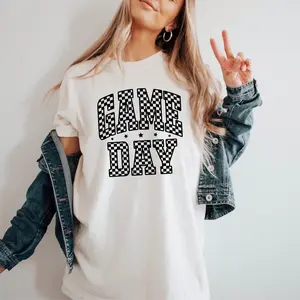 [NEW COLLECTION][Made In USA] Checkered Game Day Shirt, Game Day Outfits, Baseball Vibes Tee, Sports Mom Shirt, Gift for Her, Womenswear Cotton Fabric, Apparel Made In The USA - TShirt, Sweatshirt