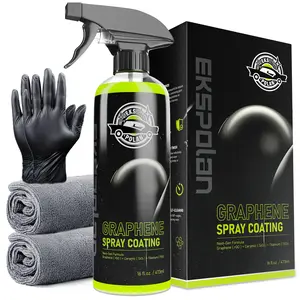 Hydrophobic Graphene Ceramic Spray Coating (16.9 Oz.) - UV Ceramic Wax Spray for Car Paint Wheels and Glass, Graphene Oxide Top Coat Adds Extreme Gloss & Protection clean kit Waterproof Multi-Purpose