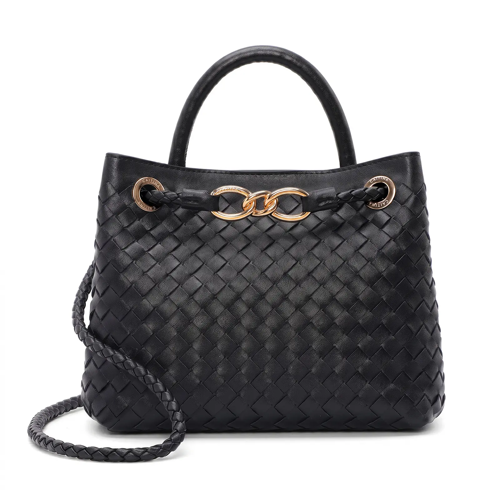 CN7008 Women’s Woven Tote Bag Top Handle Satchel Convertible Shoulder Handbag