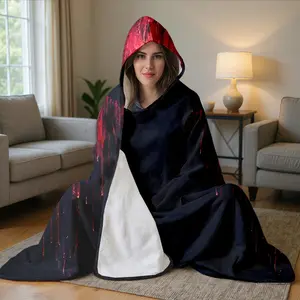 1pc Deadpool Mask Dripping Red Wearable Blanket, Cozy Hooded Blanket for Adults Men Women, Oversized Cozy Flannel Poncho, All-Season Warmth for Lounging, Gaming, Reading, Napping, Camping, Perfect Anti-Hero Gift