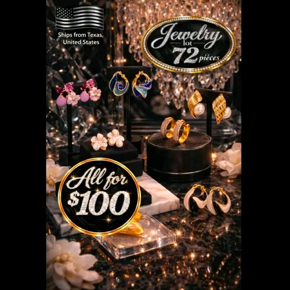 72 Pieces New Costume Jewelry Reseller Lot ~ Earrings & Rings   New Costume Jewelry Reseller Lot – Earrings & Rings – Perfect for Boutique & Online Sellers  This listing is for a mixed lot of brand-new costume jewelry, consisting of assorted earrings and