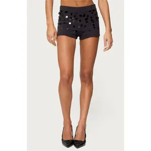 Edikted Women's Cierra Sequin Knit Micro Shorts