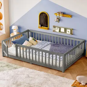 Bellemave  Montessori concept floor bed with safety barrier.  Low bed frame with no sharp edges and corners design, minimizing the risk of collision to the greatest extent possible
