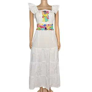 Bella Dress - Hand Embroidered Dress Sheer Cotton Dress Made in Mexico