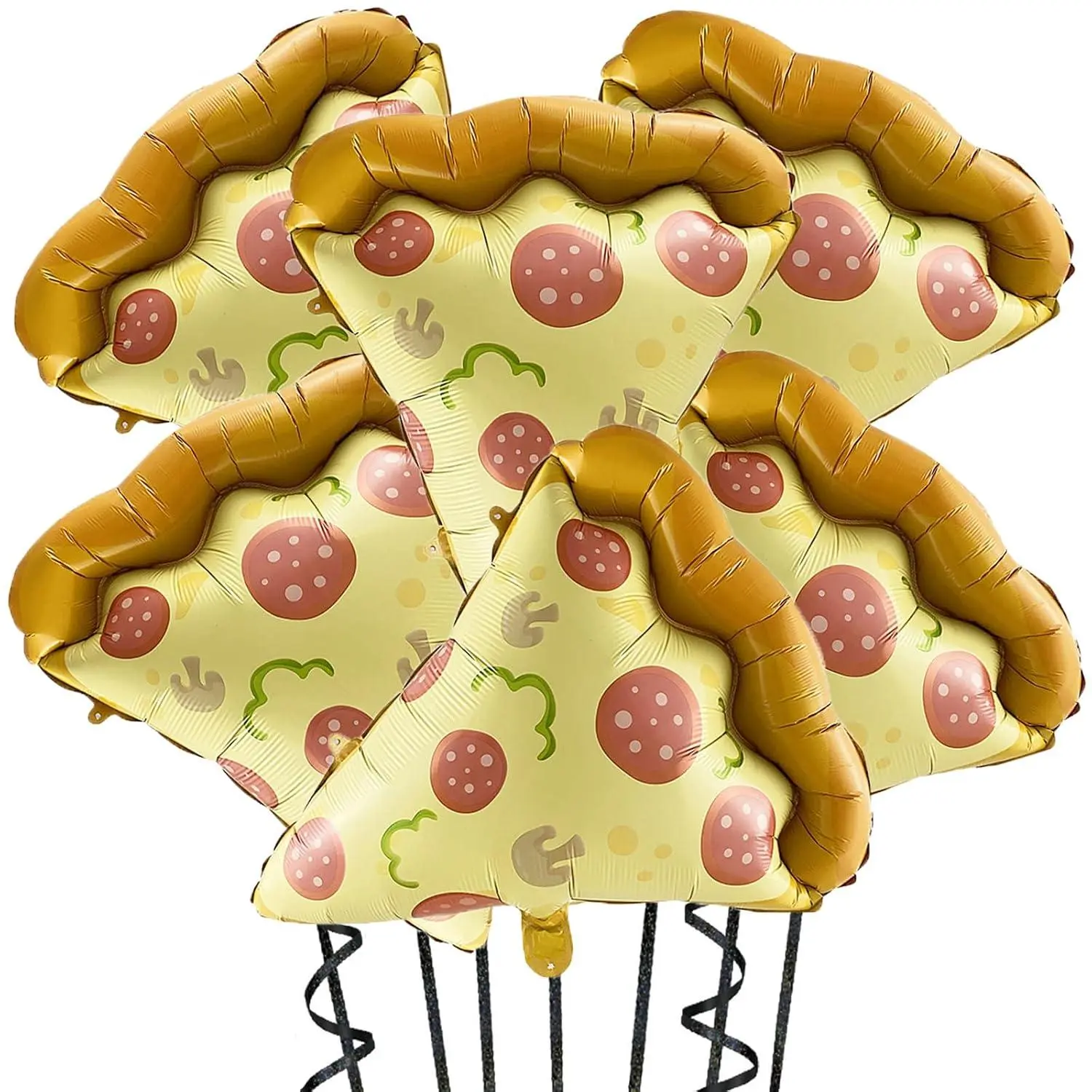 6Pcs Pizza Balloons 23" Pizza Slice Shaped Mylar Balloons Pizza Slice Foil Party Balloons For Pizza Theme Party, Pizza Birthday Baby Shower Party Decorations