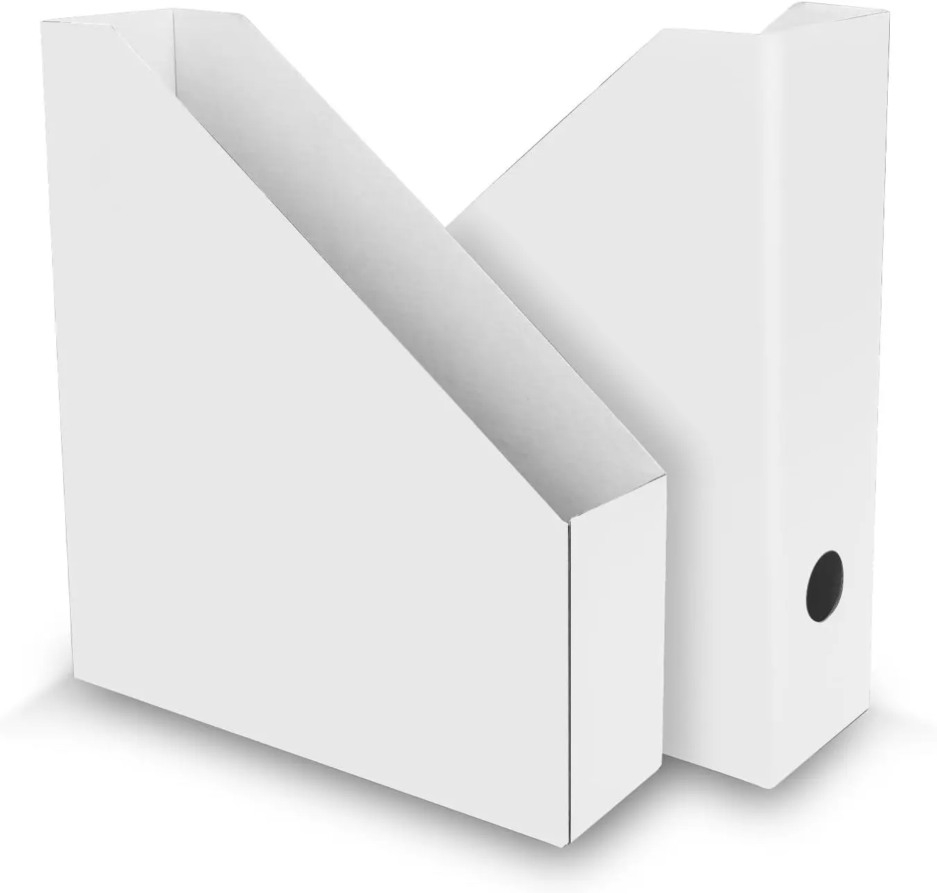 12-Pack White Magazine File Holders, Foldable Cardboard Document Organizer Boxes with Labels, Space-Saving Office/Study Document Box for Home (9.9"x3.3"x12")