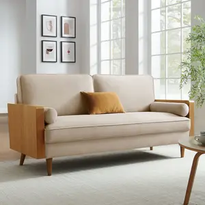 Kellan Performance Velvet Sofa in Walnut Almond