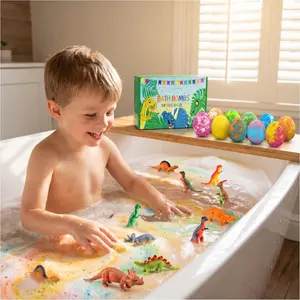 12-Pack Kids' Gentle Dinosaur Surprise Bath Bombs - Colorful, Organic, Kid-Safe Bubble Bath, Ideal Birthday & Party Gift for Boys, Girls