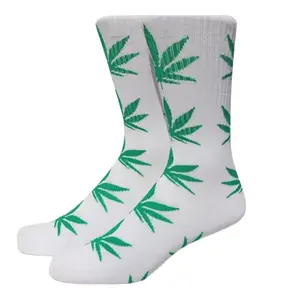 Green and White Marijuana Leaf Crew Socks