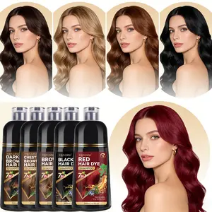 500 ml 7-in-1 hair dye shampoo delivers even, natural color in black, brown, dark brown, chestnut brown, and red, with plant ingredients that gently care for hair during coloring and help reduce irritation.