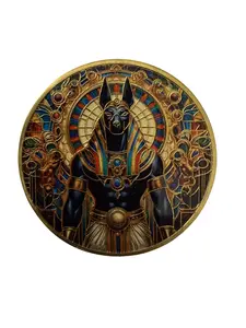 Anubis God of the Dead Golden Egyptian Pyramid Hieroglyphics Collectible Novelty Coin Gift