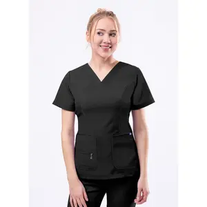 Elevated V-Neck Scrub Top by Adar  XXS-3XL / Black